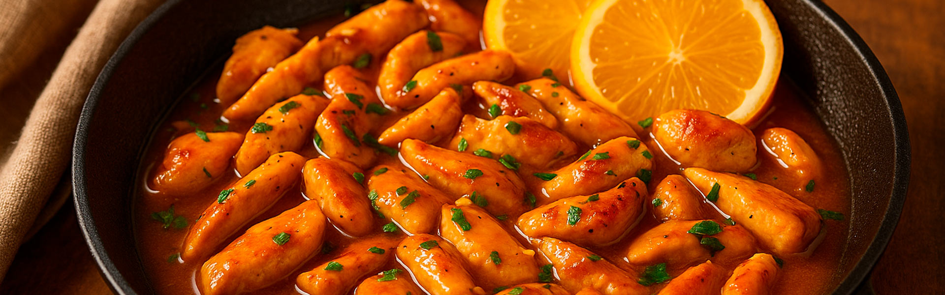 Frango ao molho de laranja e gengibre