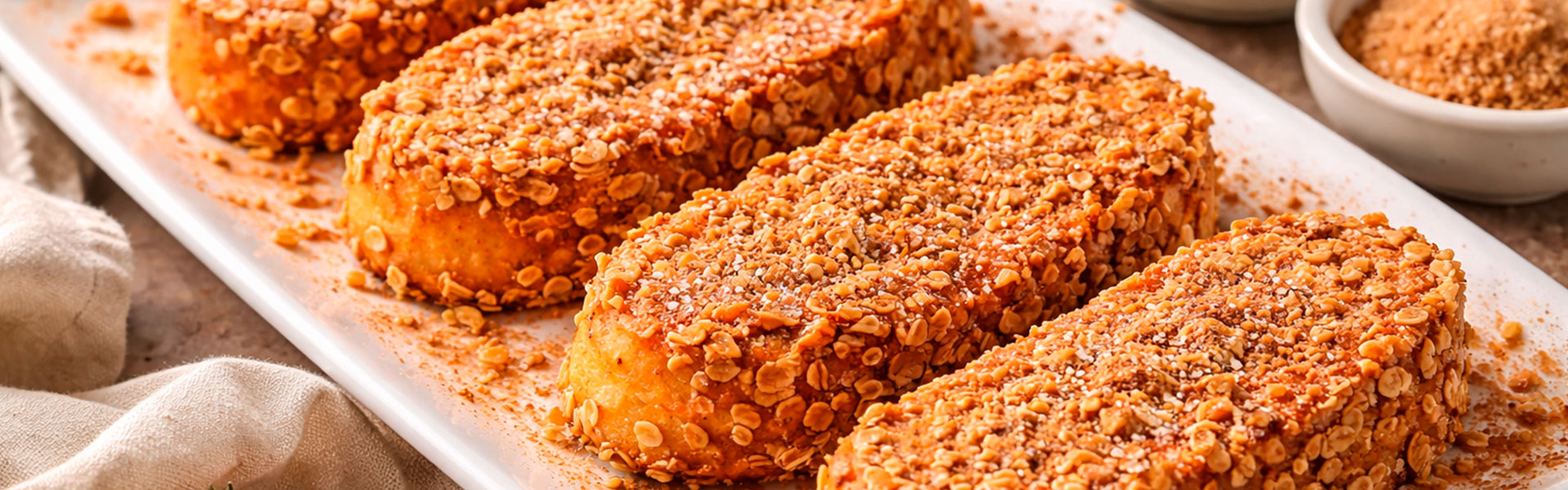 rabanada assada com crosta de aveia