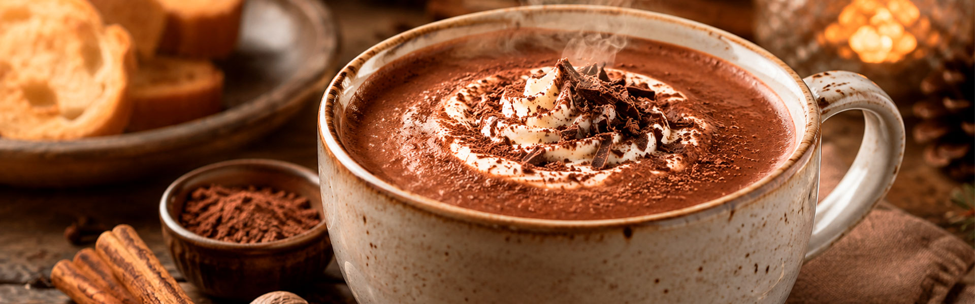 Chocolate quente cremoso com especiarias