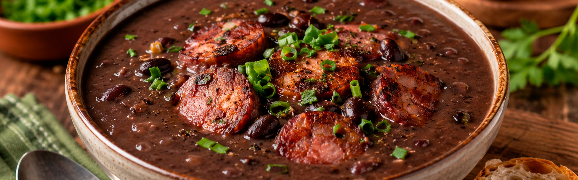 caldo de feijão com linguiça